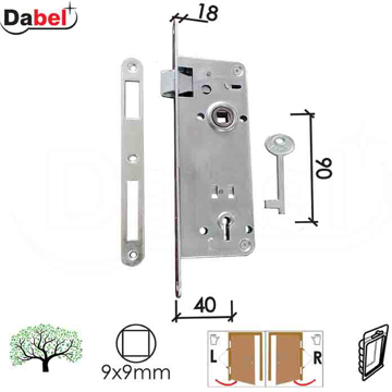 Slika Brava za drvena vrata DABEL B2022 K ZnB 40/90/18/9 DBP1 – 0106484